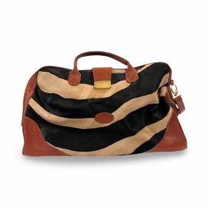Terrida Leather Animal Print Travel Bag